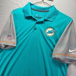 Nike Miami Dolphins Polo Shirt Mens Large Dri-Fit On Field NFL Football Active